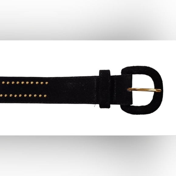 Black Suede Belt with Gold Studs - Picture 5 of 6